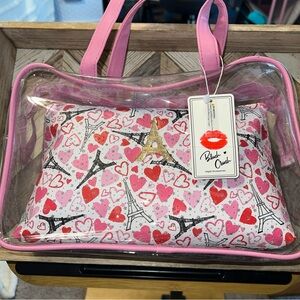 Blush Crush Pink and Clear Women's Bag Bundle of 2 Paris and Heart Design